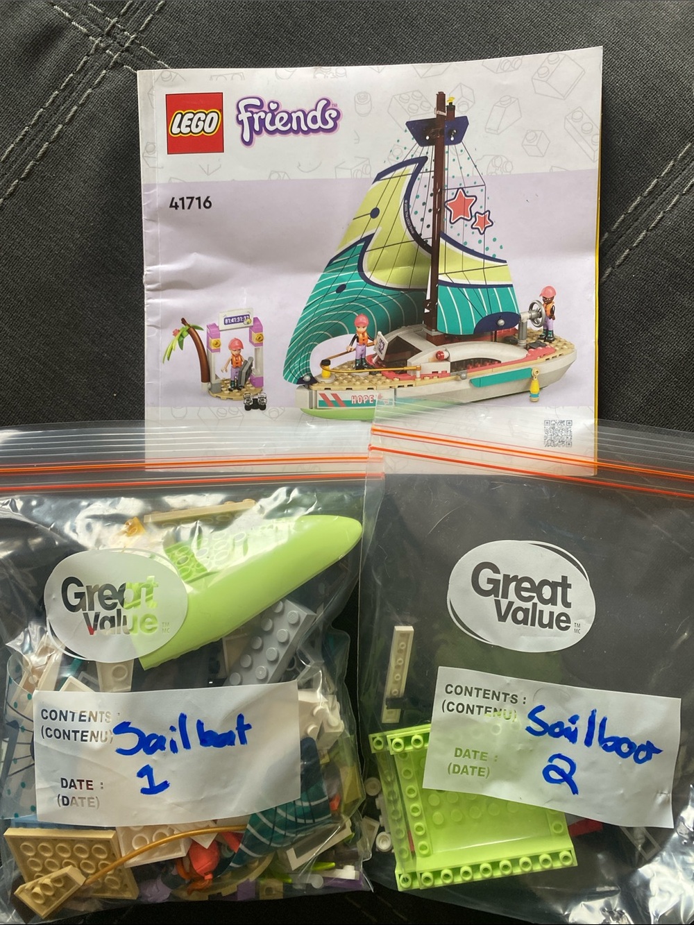 FRIENDS Lime & Teal Sailboat Building Set Pieces